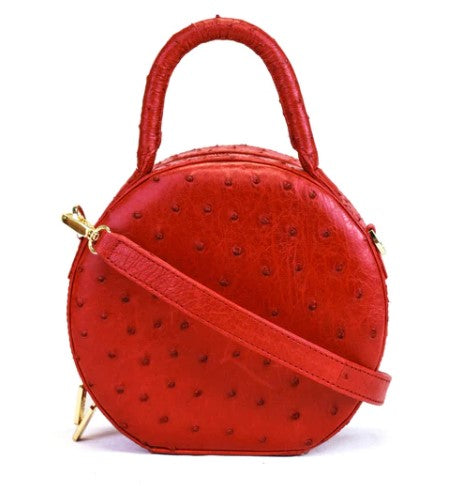 ROUND PURSE - OSTRICH RED