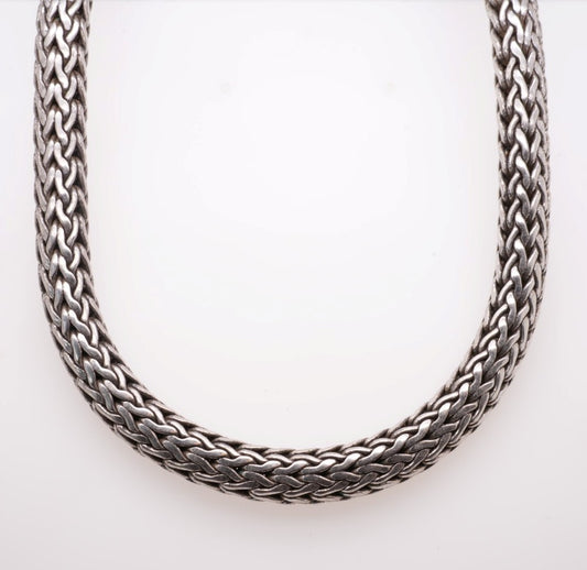 ESTATE JOHN HARDY 8MM WHEAT CHAIN 18" DIAMOND CLASP