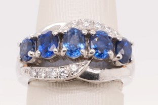 LADIES PLATINUM SAPPHIRE 2.67CTW DIAMOND 0.19CTW