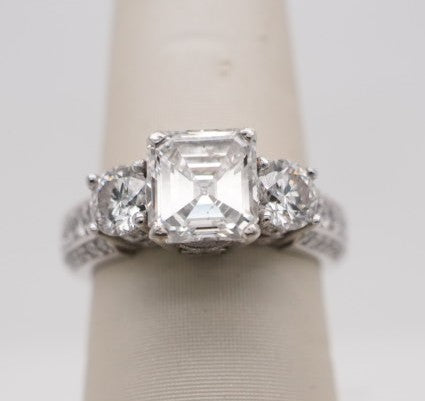 LDS PLAT 3.36CTW ASSHER CENTER 2.01CTW VS2/G JACK KELEGE