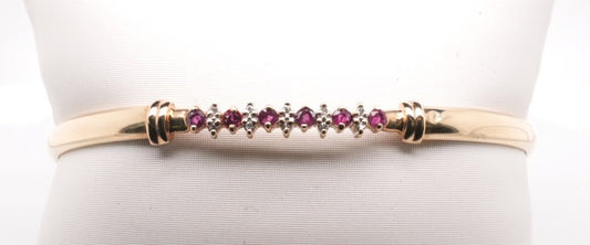ESTATE 14K YG RUBY AND DIAMOND BANGLE