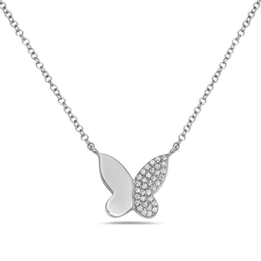 14KW DIAMOND BUTTERFLY NECKLACE .07CTW