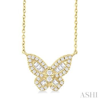 14K YG DIAMOND BUTTERFLY PENDANT 0.30CTW