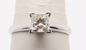 14K WG PRINCESS SOLITAIRE VS2/KL 1.00CTW