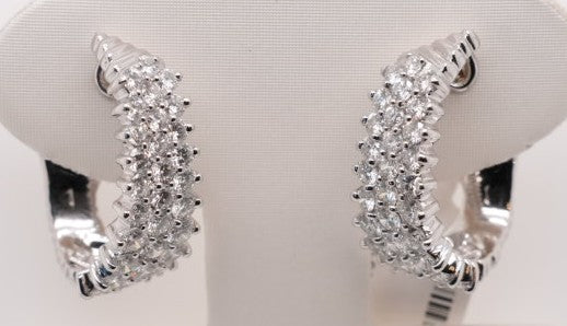 LADIES PLAT/18KWG DIAM EARRINGS