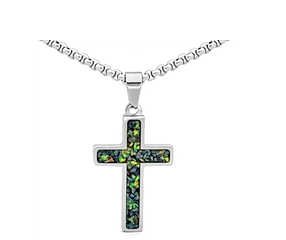 Steel Revolt Crushed Opal Alexandrite Cross Sm/Sil/6