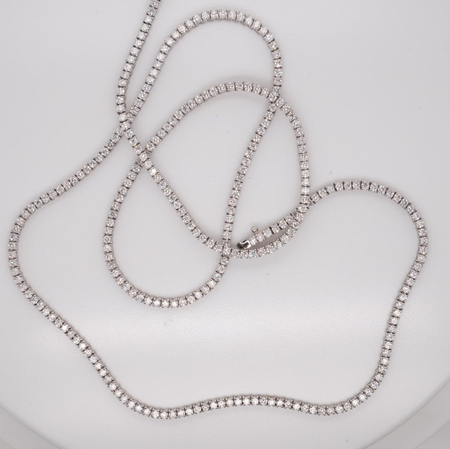 14K WHITE GOLD 22" DIAMOND NECKLACE 7.5CTW VS/G