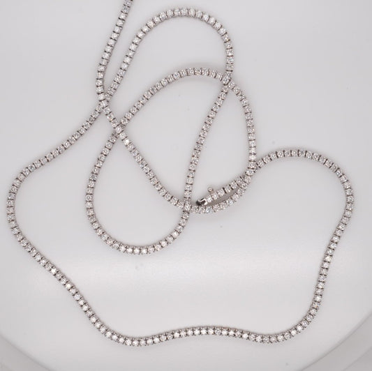 14K WHITE GOLD 22" DIAMOND NECKLACE 7.5CTW VS/G