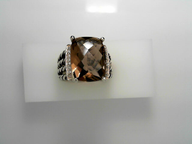 925 6MM SMOKY QUARTZ DIAMONDS YURMAN WHEATON RING