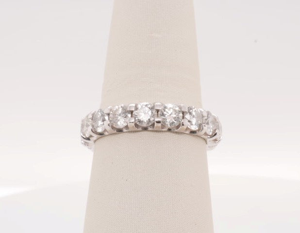 14K WG 3.10 CTW DIAMOND WEDDING BAND 15 ROUND STONES