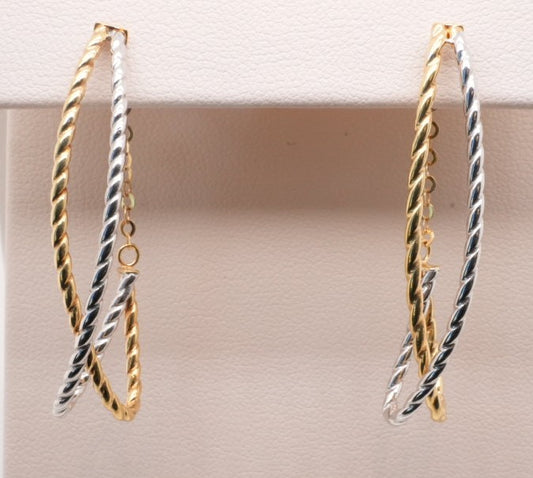 14KY/W TWISTED OVAL HOOP EARRINGS