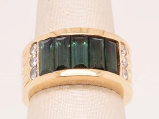 LADIES 18K YG SAPPHIRE 1.10CTW AND DIAMOND 0.89CTW RING 11.3GRM