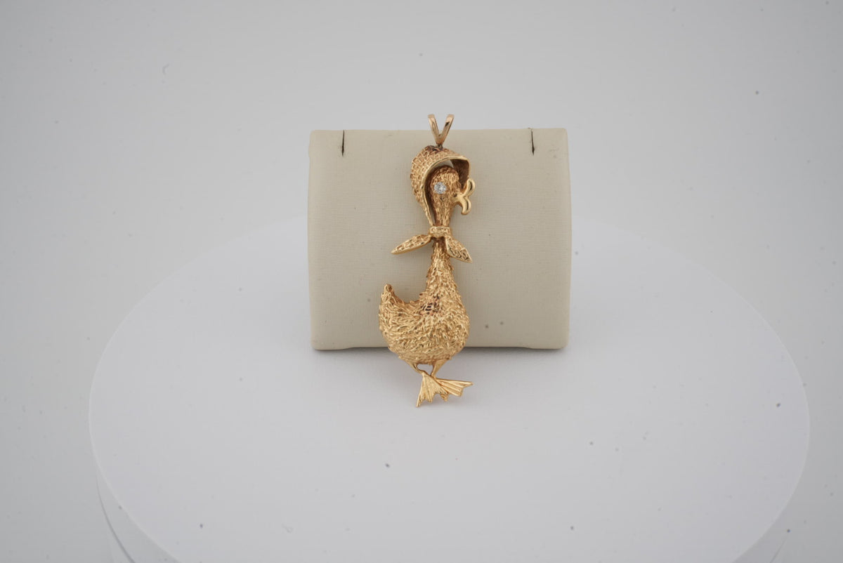 14K YG STORK CHARM