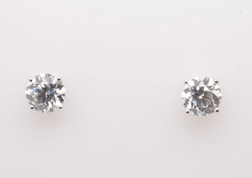 14K WG LAB DIAMOND ROUND STUDS 2.0CTW VS/SI F/G