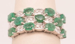 14KW EMERALD 1/6CTW RING