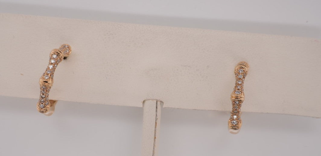 14K YG PETITE BAMBOO HUGGIE EARRINGS 0.33CTW