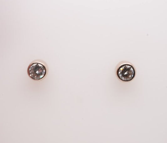 14K WG BEZEL SET ROUND DIAMOND STUDS APX .50CTW