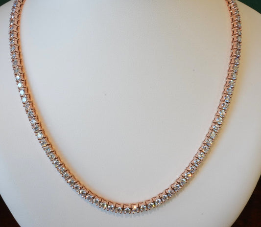LADIES 14K RG TENNIS NECKLACE 24" 32CTW 72.9GRAMS