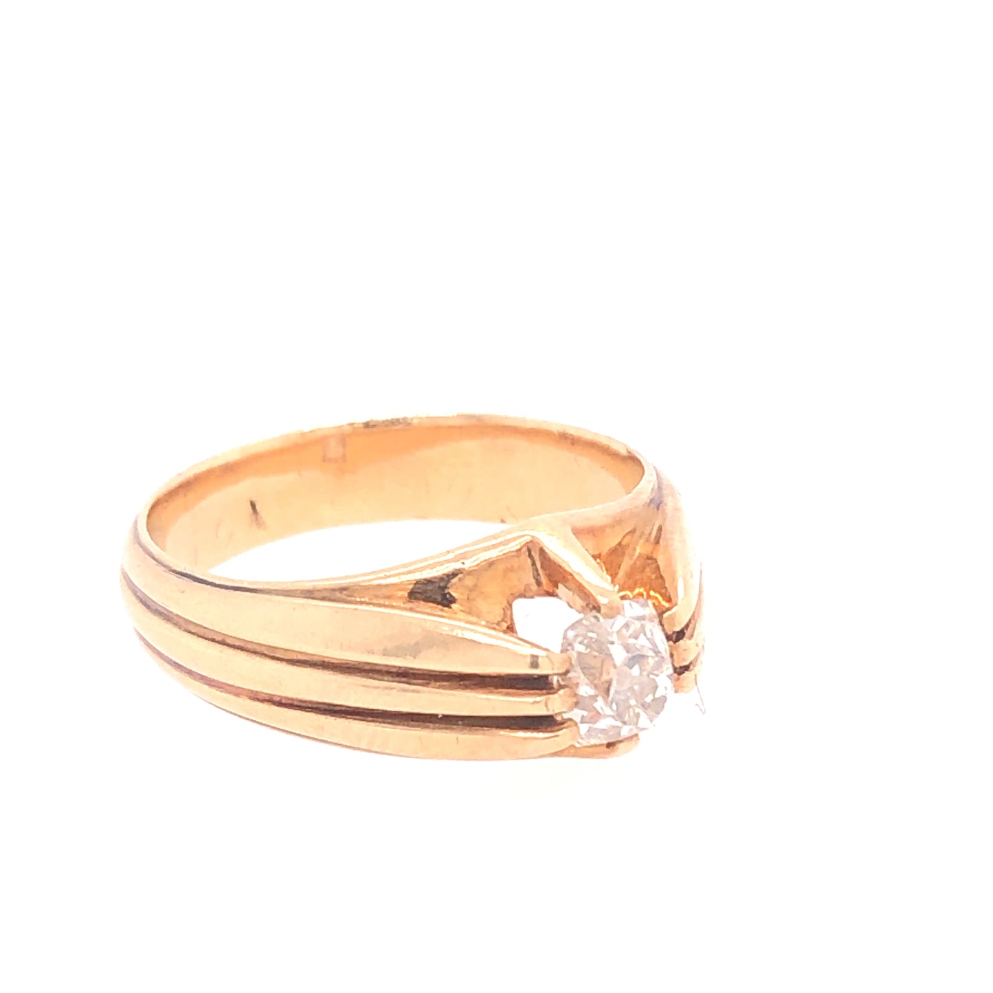 14K YG OLD MINER'S CUT DIAMOND RING