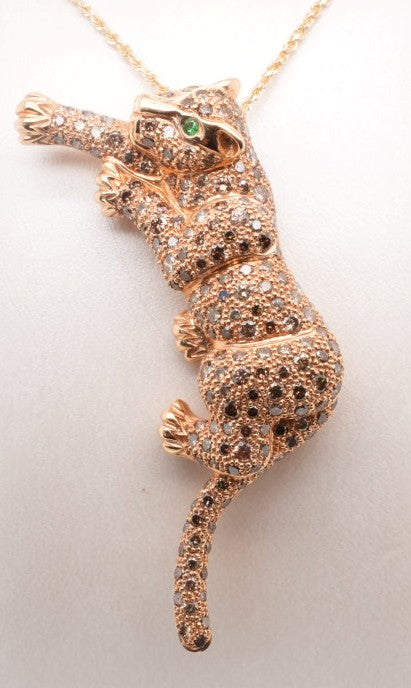 LADIES 18K RG PANTHER PIN D-3.78