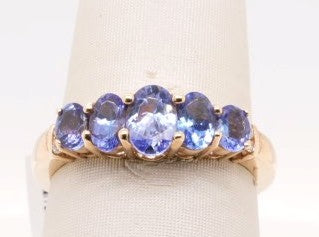 EFFY 14K YG .06 CT DIA 1.45 CT TANZANITE RING SZ 7