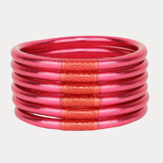 BDG PINK ALL WEATHER BANGLES MD SET OF 6