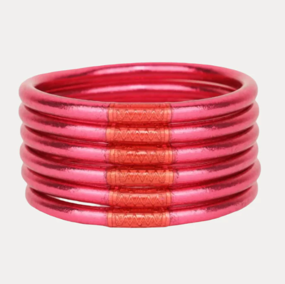 BDG PINK ALL WEATHER BANGLES SM SET OF 6