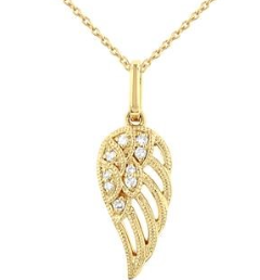 10K YELLOW GOLD ANGEL WING PENDANT DIAMONDS 0.05CTW