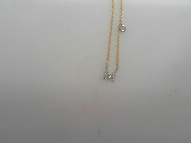 14K YG DIAMOND INTIAL M NECKLACE 0.05CTW