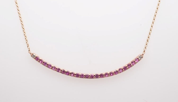 14K RG PINK SAPPHIRE & DIAMOND NECKLACE