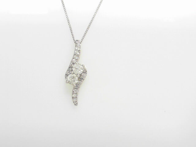 14KW 1.5 CTW 1.00 CT CTR 2 STONE DIAMOND PENDANT