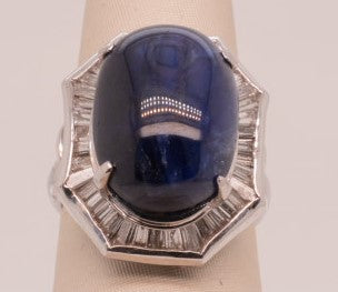 LADIES PLAT SAPPHIRE 21.30 DIAMOND 1.36CTW