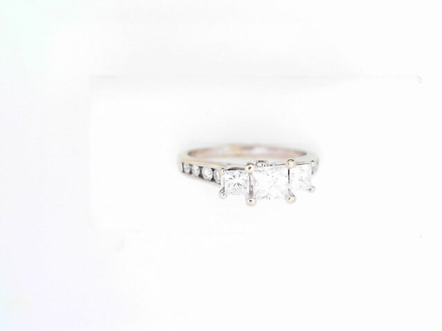 14K WG 3-STONE PRINCESS DIAMOND RING 1.0CTW I1/H