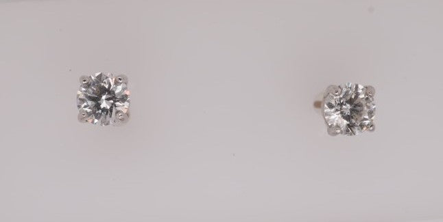 14K WG ROUND DIAMOND STUDS APX 1.00CTW SI2/H