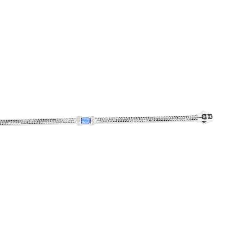 SILVER PHILIP GAVRIEL WOVEN BRACELET WITH BLUE TOPAZ 7.25"