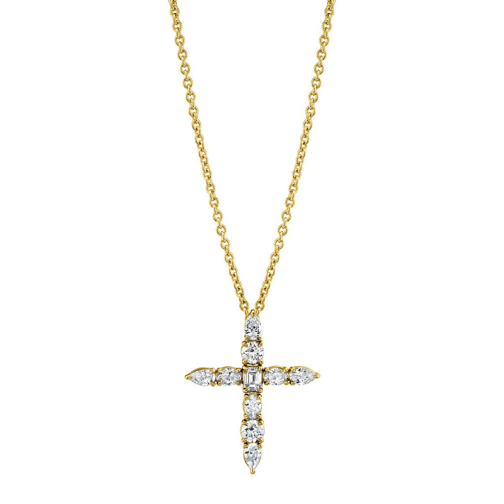 Michael M Montage Cross Pendant 18K YG 1.01CTW