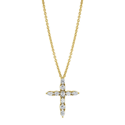 Michael M Montage Cross Pendant 18K YG 1.01CTW