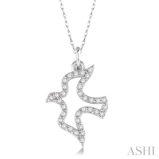 14K WG DIAMOND DOVE PETITE PENDANT 0.15CTW