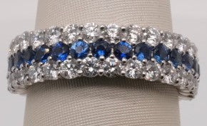PLATINUM SAPPHIRE 0.64CTW AND DIAMOND 1.04CTW BAND