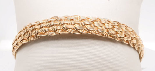 LADIES 14K YG BASKET WEAVE BRACELET