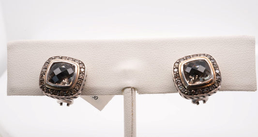 ESTATE PHILIP GAVRIEL SS AND SMOKEY QUARTZ EARRINGS