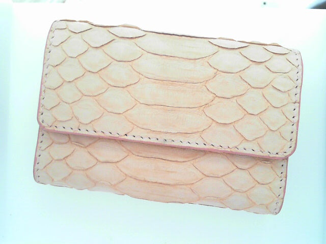 ACCORDION CARD CASE- PYTHON LIGHT PINK