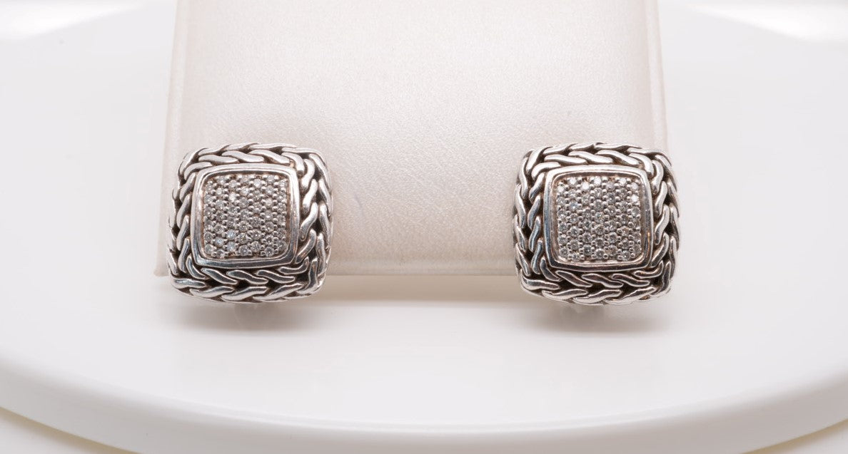 ESTATE JOHN HARDY DAIMOND EARRINGS 0.35CTW