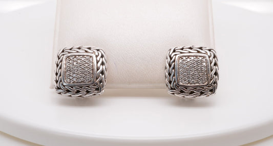 ESTATE JOHN HARDY DAIMOND EARRINGS 0.35CTW