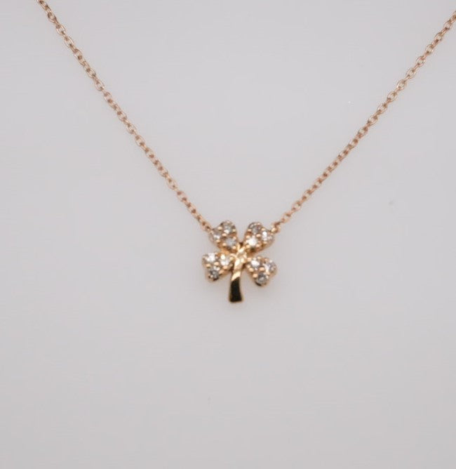 14K YG DIAMOND CLOVER PETITE PENDANT 0.10CTW