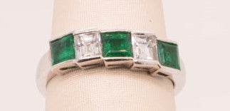 LADIES PLAT RING EMERALD 0.74CTW DIAM 0.50CTW