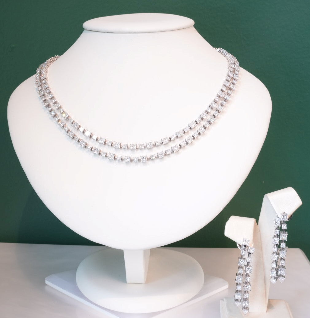 NECK & EAR PLAT SET 39.09CTW NECK 15.04CT/ 14.04CT CLASP 1.92CT EARRIN