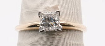 LADIES 14K YG SOLITAIRE PRINCESS 0.50CT SI1/I