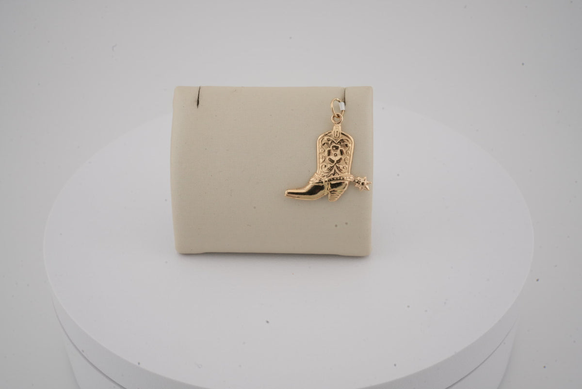 14K YG COWBOY BOOT WITH SPUR CHARM