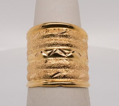 18K YG WIDE GOLD BAND RING SIZE 7.5